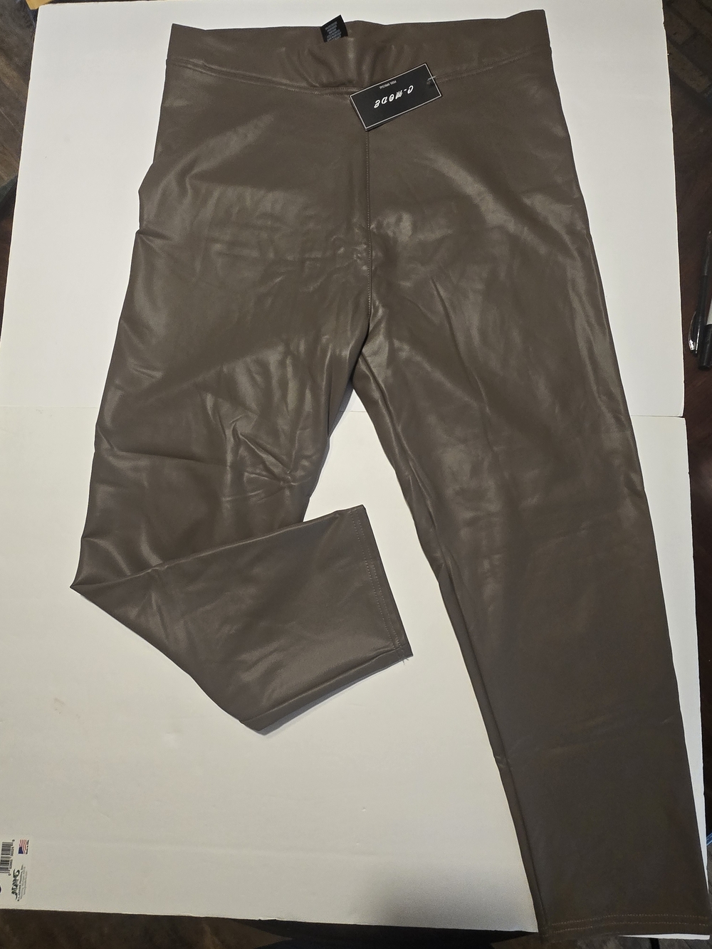 Faux Leather High-Rise Leggings in Taupe
